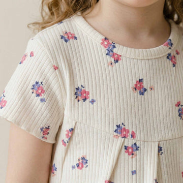 Pansy Flower Girls Pajama Set - Cream