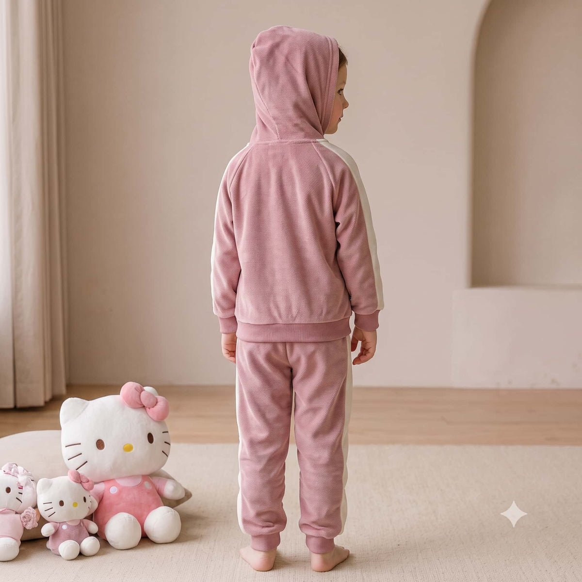 Hello Kitty Girls Winter Full Sleeves Pajama Set – Dusty Pink & White