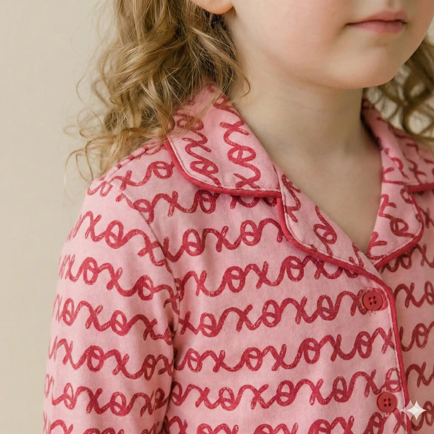XOXO Girls Button Pajama Set- Deep Pink