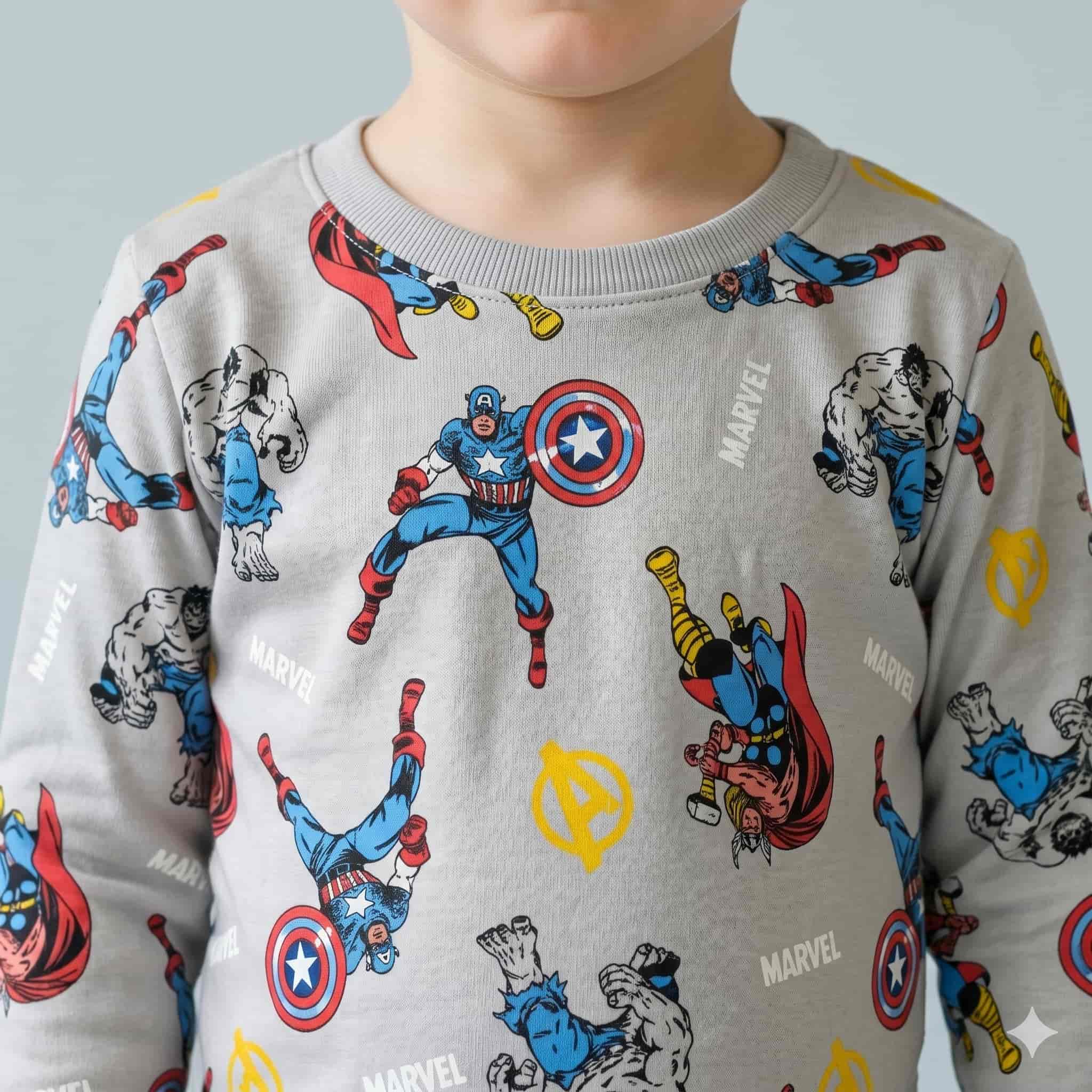Marvel Boys Full Sleeves Pajama Set - Grey