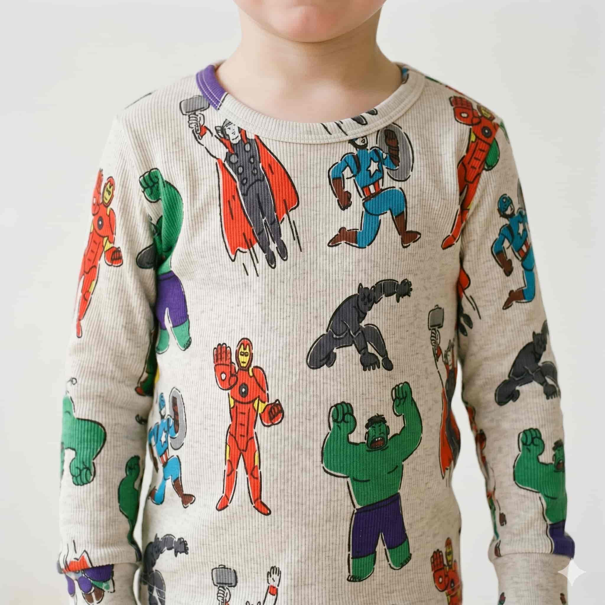 Hero Squad Boys Full Sleeves Pajama Set - Beige