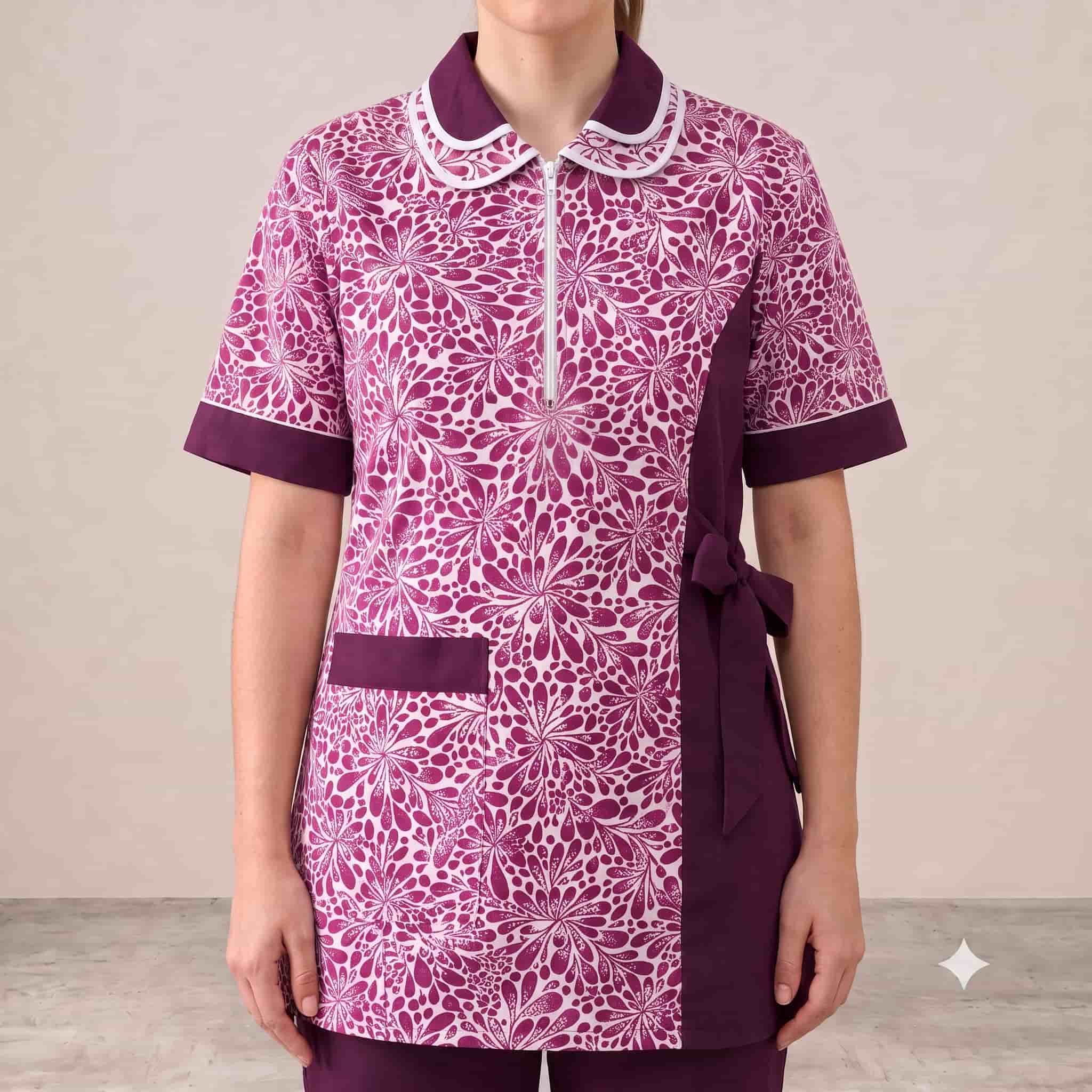 Floral Bloom Maid Uniform Set – Burgundy