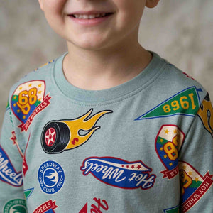 Hot Wheels Boys Full Sleeves Pajama Set - Grey
