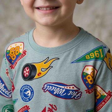 Hot Wheels Boys Full Sleeves Pajama Set - Grey