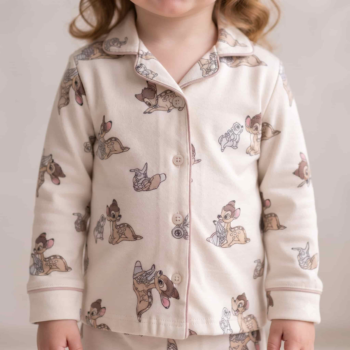 Bambi Baby Girls Full Sleeves Pajama Set - Cream
