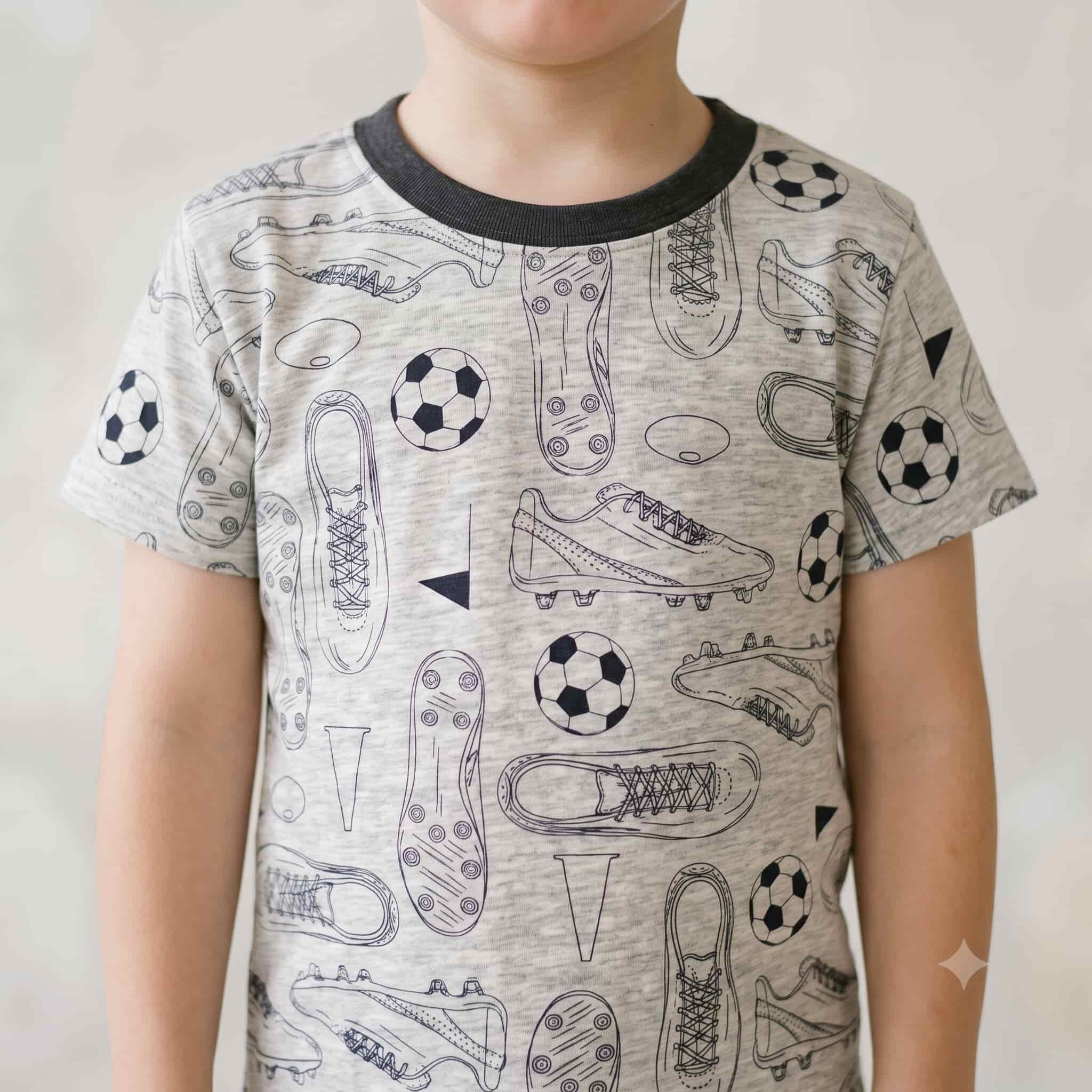 Football Boys Half Sleeves Pajama Set - Light Grey