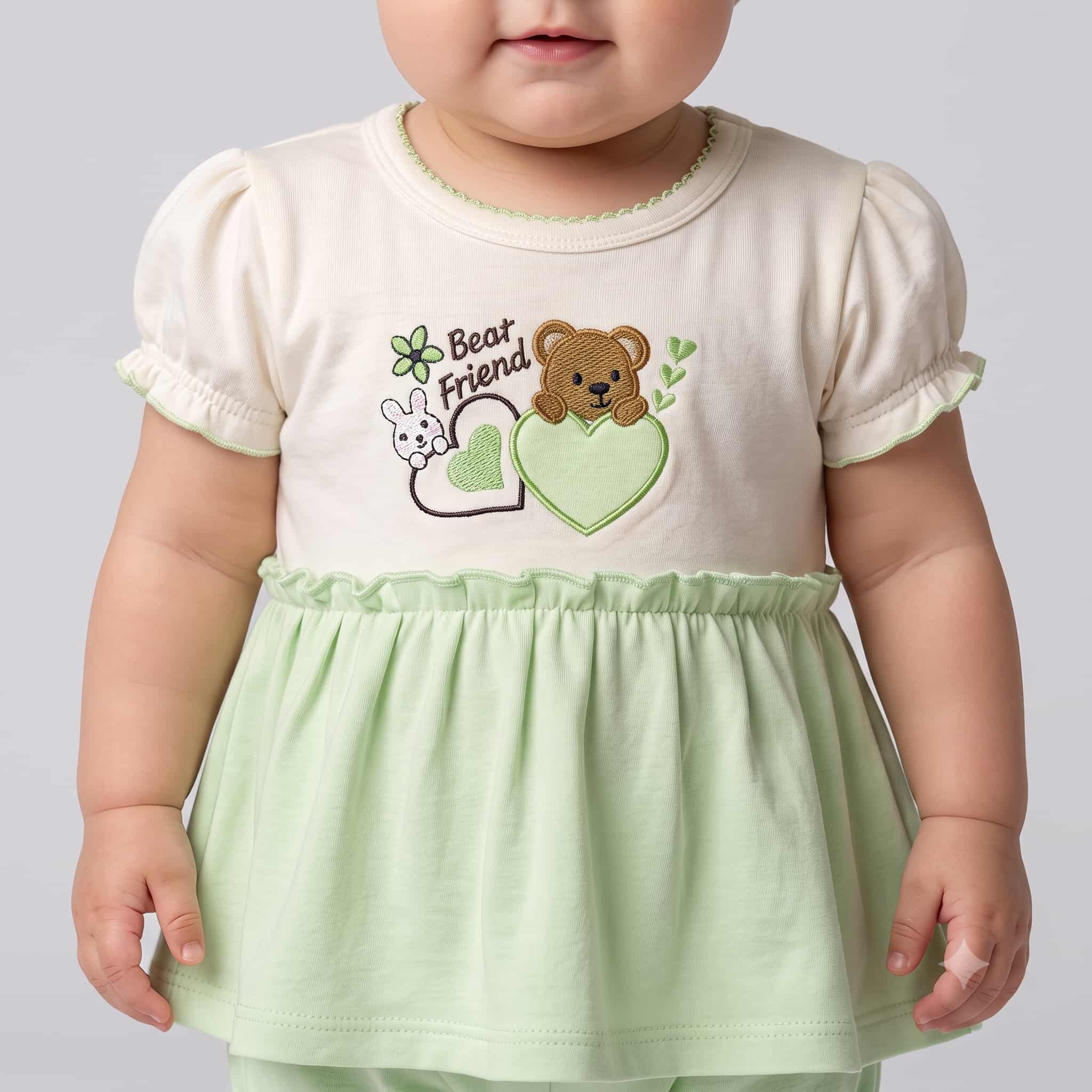Cuddle Pals Baby Girls Frock Set - Cream
