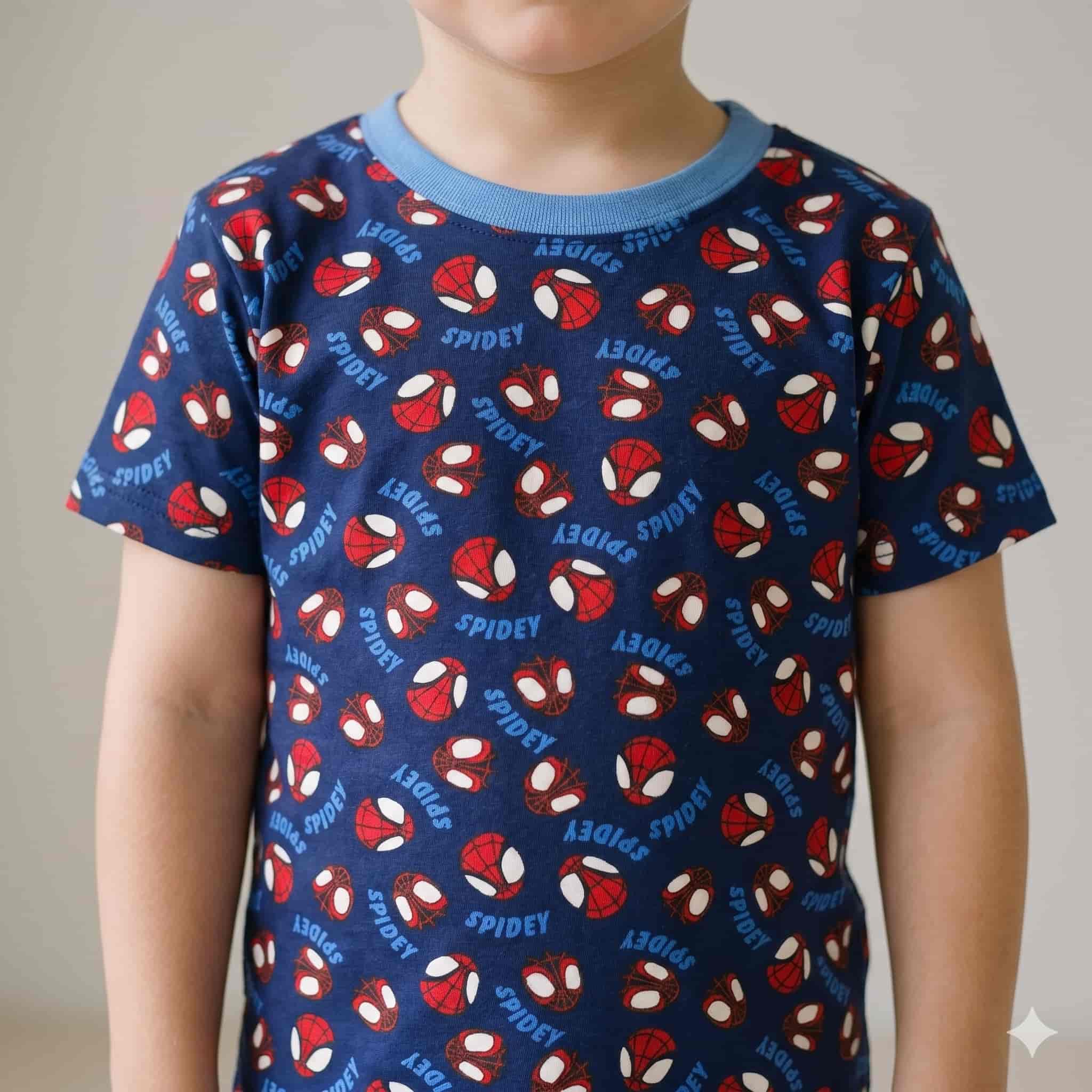 Spidey Face Boys Half Sleeves Pajama Set - Navy Blue