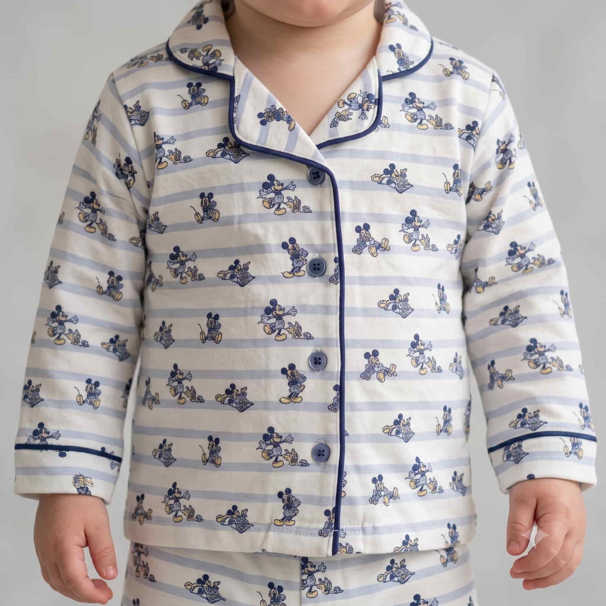 Mickey Mouse Baby Boys Full Sleeves Pajama Set - Light Blue
