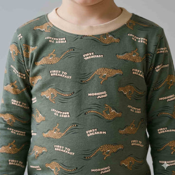 Wild Sprint Boys Full Sleeves Pajama Set – Green