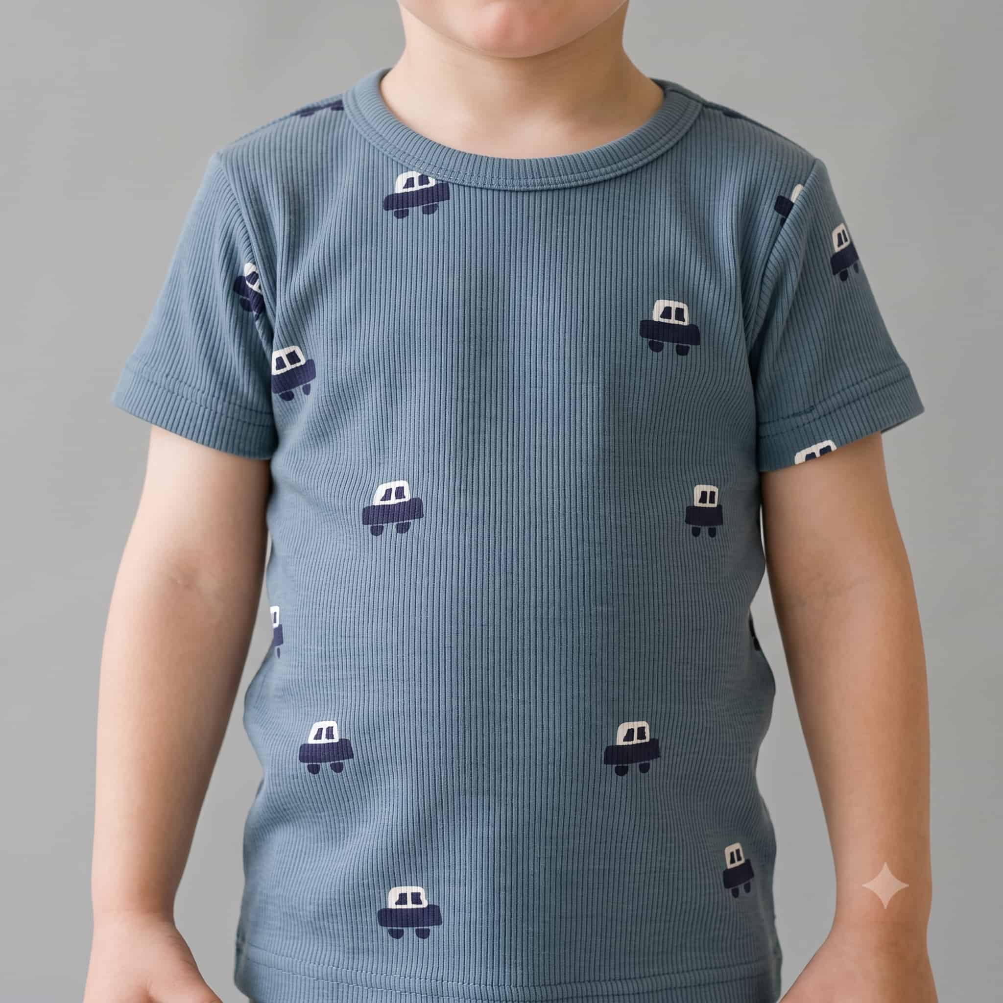 Little Drivers Boys Half Sleeves Pajama Set - Dusty Blue