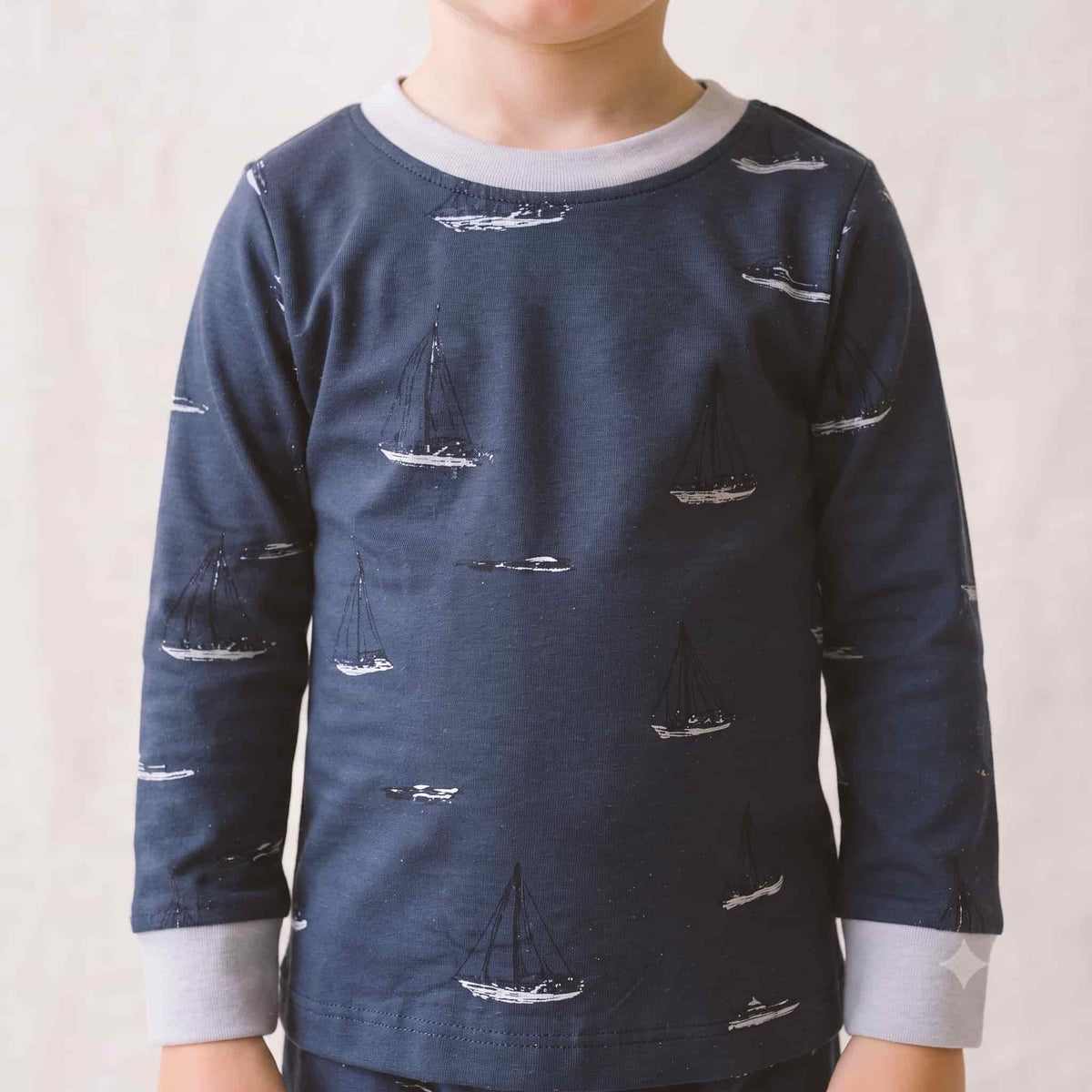 Midnight Sail Boys Full Sleeves Pajama Set - Navy