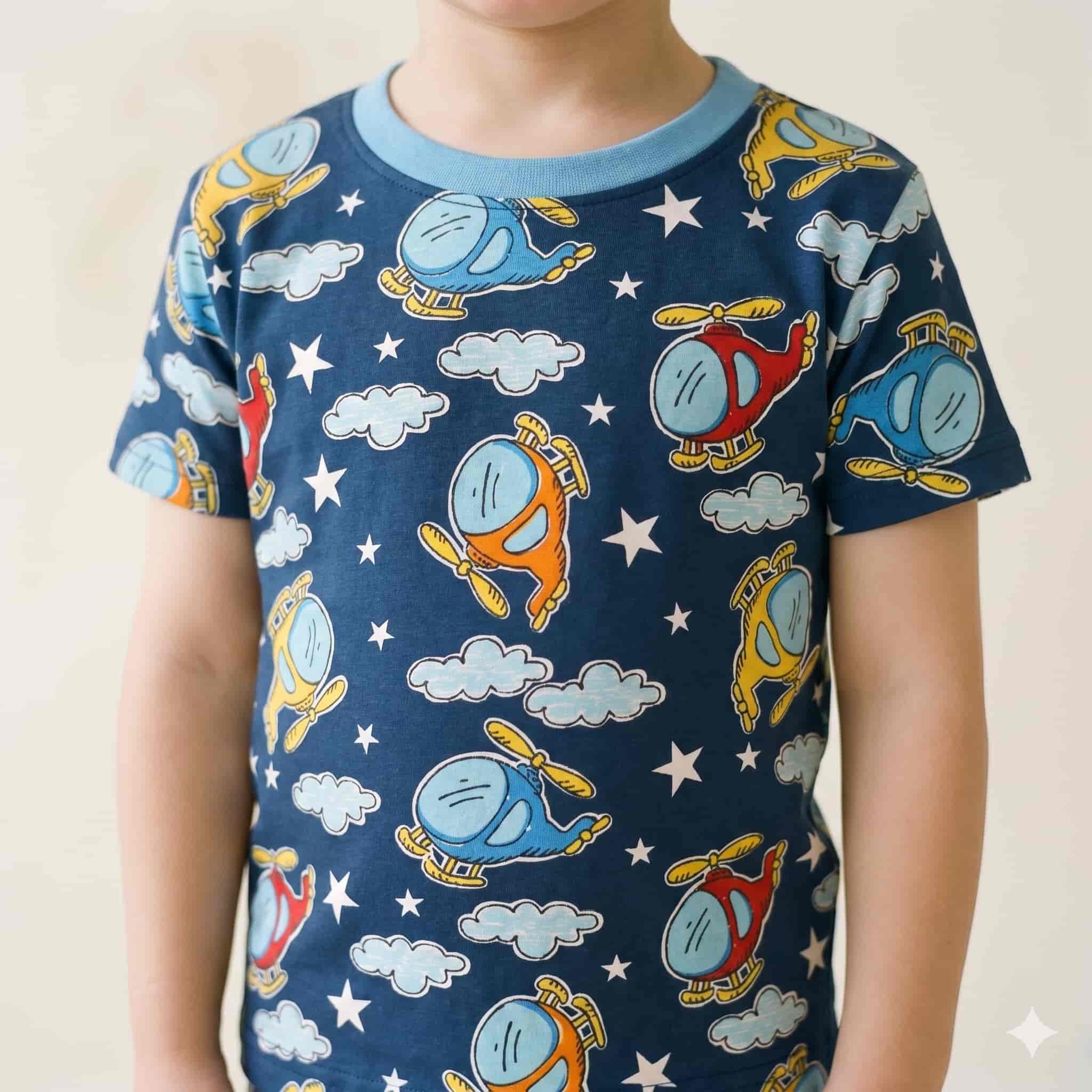 Sky Flyer Boys Half Sleeves Pajama Set - Dark Blue