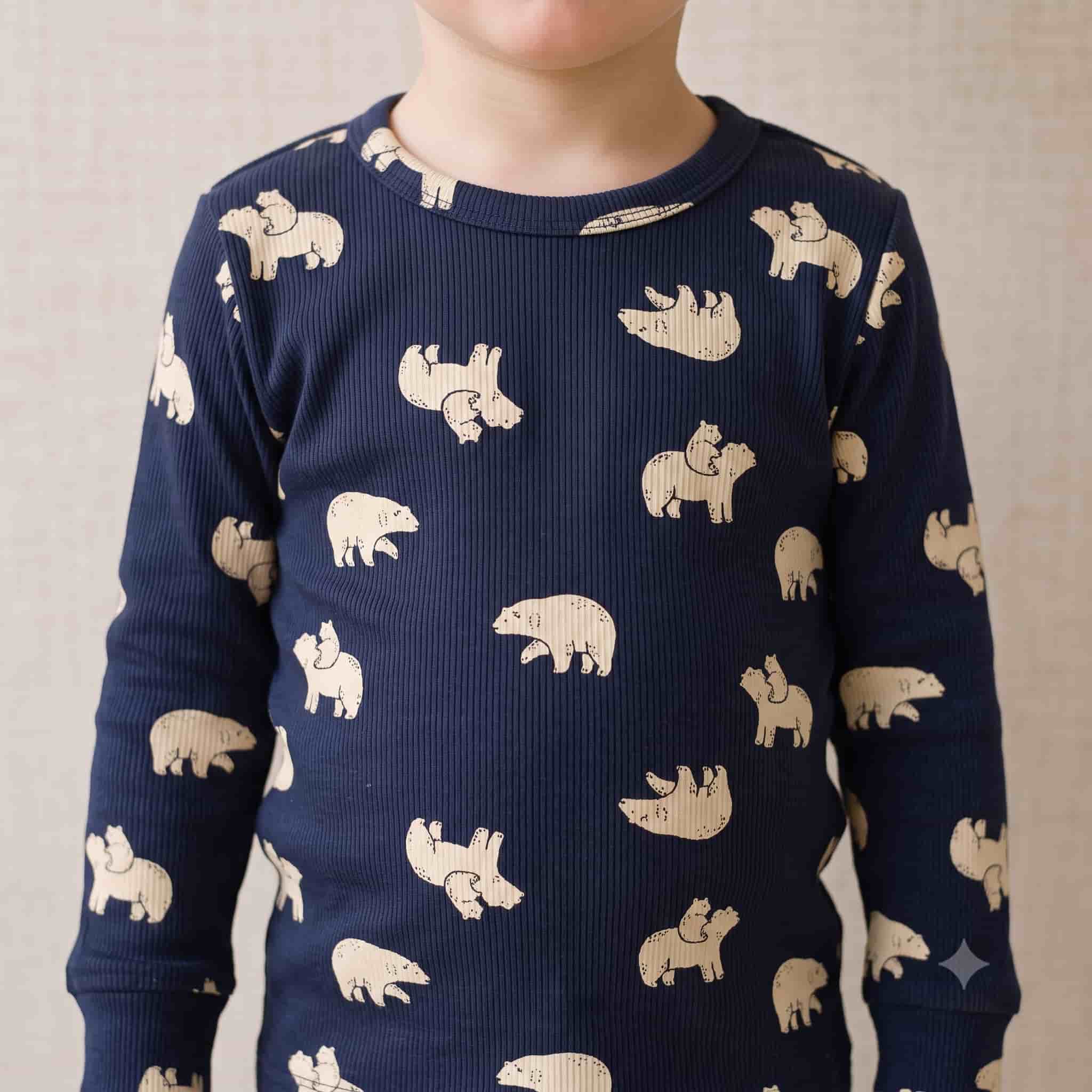 Polar Bear Boys Full Sleeves Pajama Set - Navy