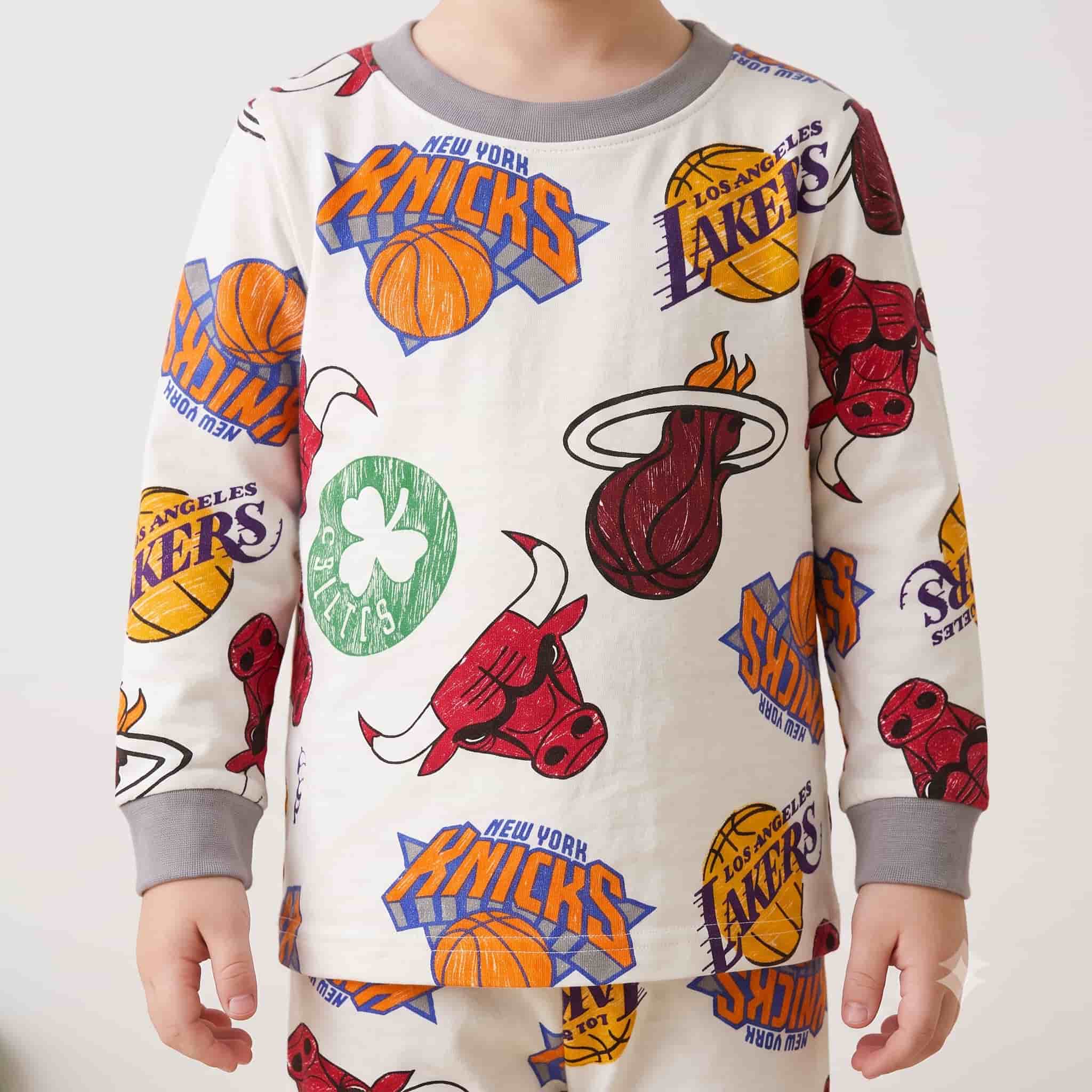 NBA Boys Full Sleeves Pajama Set - Cream