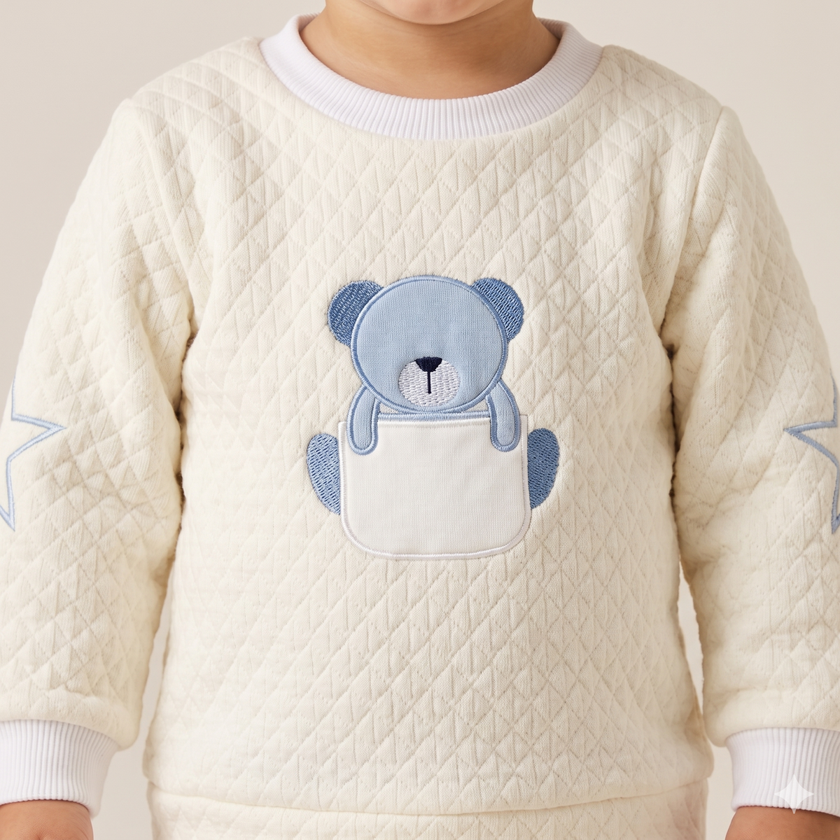 Frosty Cub Baby Boys Winter Full Sleeves Pajama Set – Ivory Cream & Baby Blue