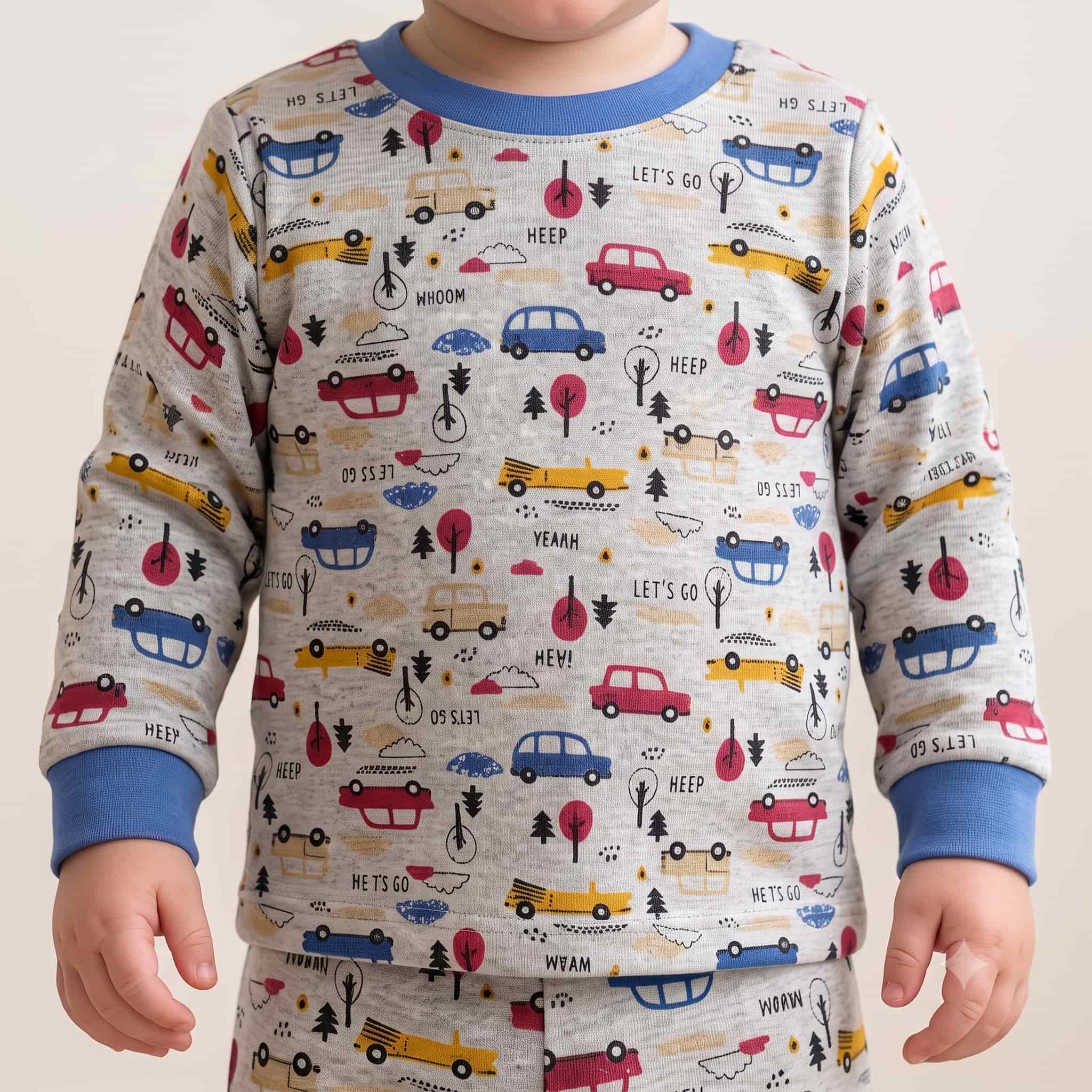 Road Rovers Baby Boys Full Sleeves Pajama Set - Grey