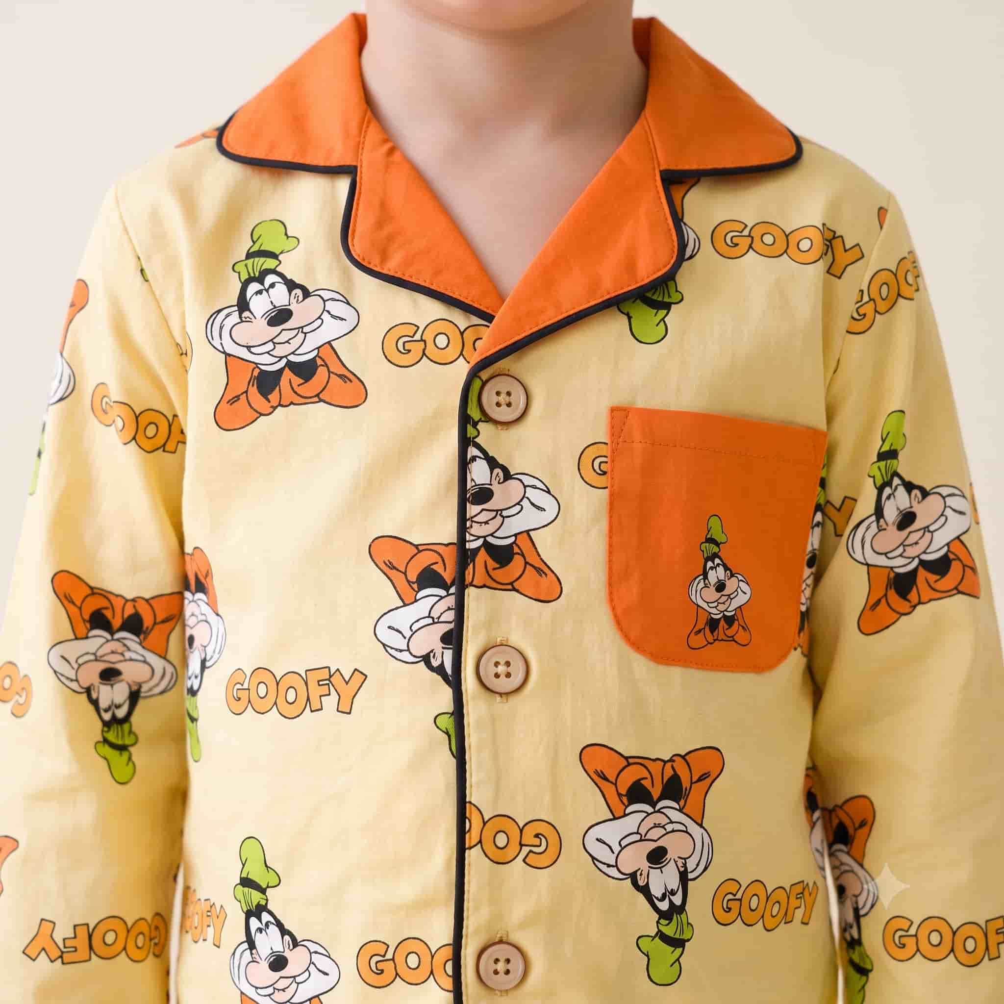 Goofy Smiles Boys Full Sleeves Pajama Set - Yellow