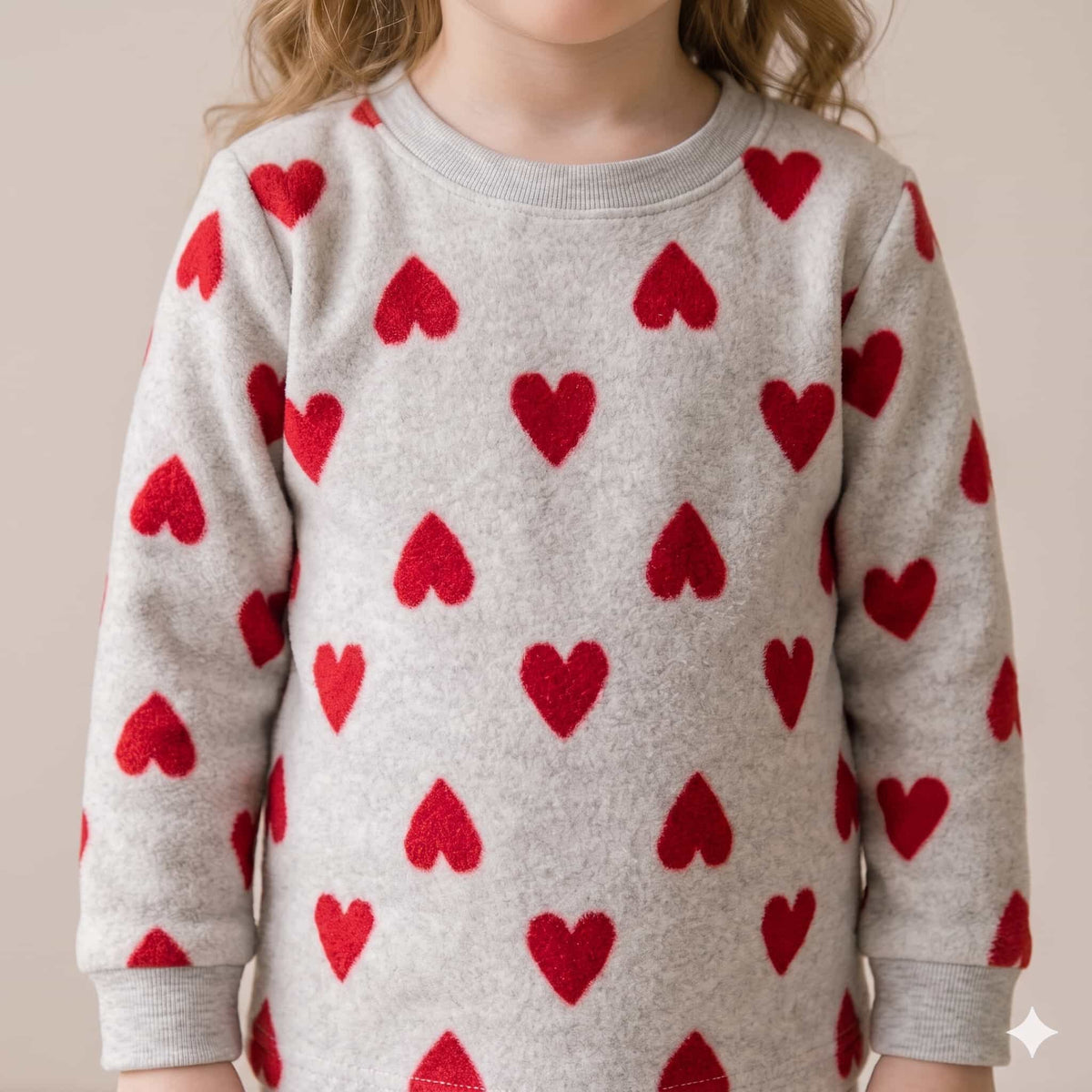 Sweetheart Snuggle Girls Winter Full Sleeves Pajama Set - Grey Melange