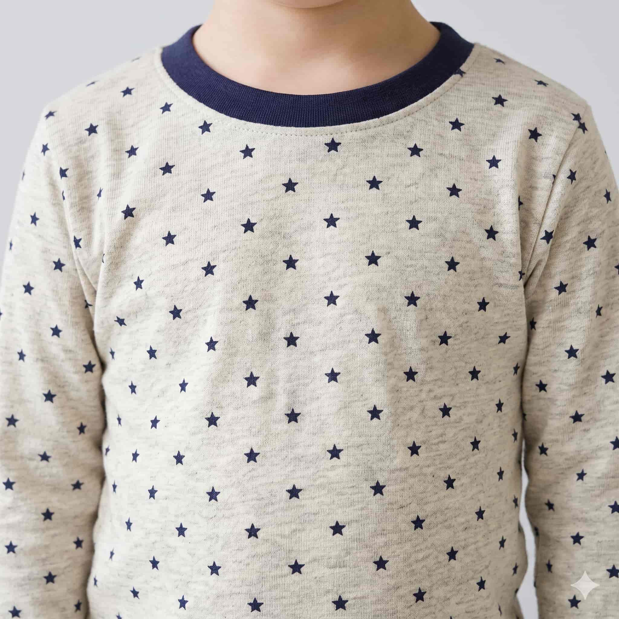 Starry Skies Boys Full Sleeves Pajama Set - Beige