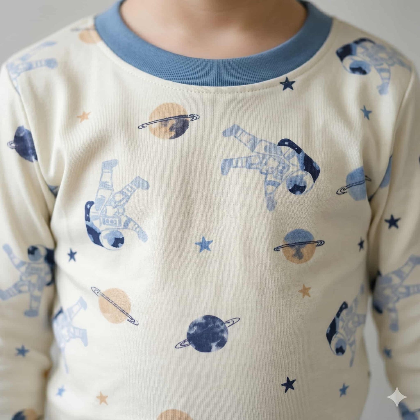 Lunar Dream Boys Full Sleeves Pajama Set - Cream