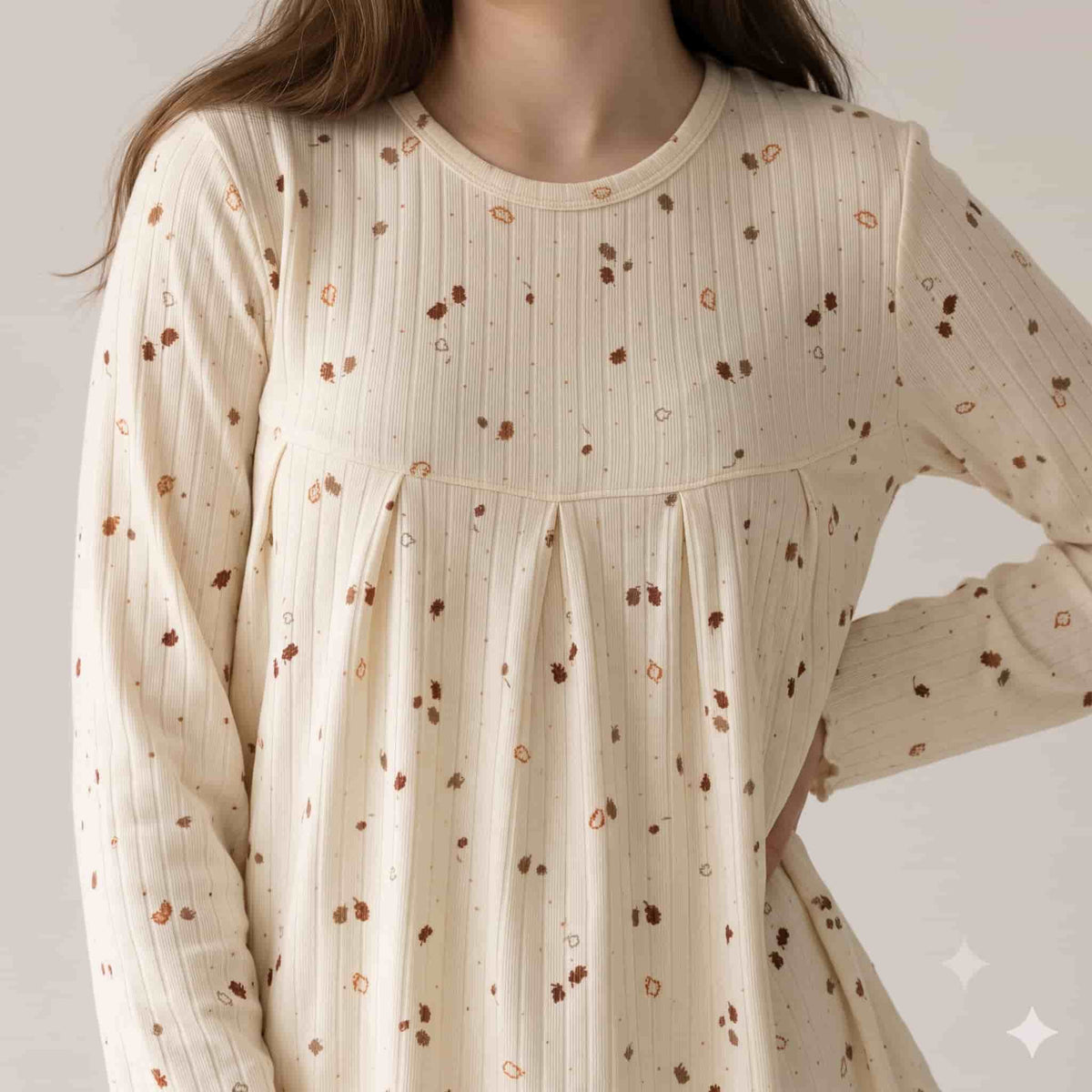 Autumn Whisper Girls Full Sleeves Pajama Set - Cream