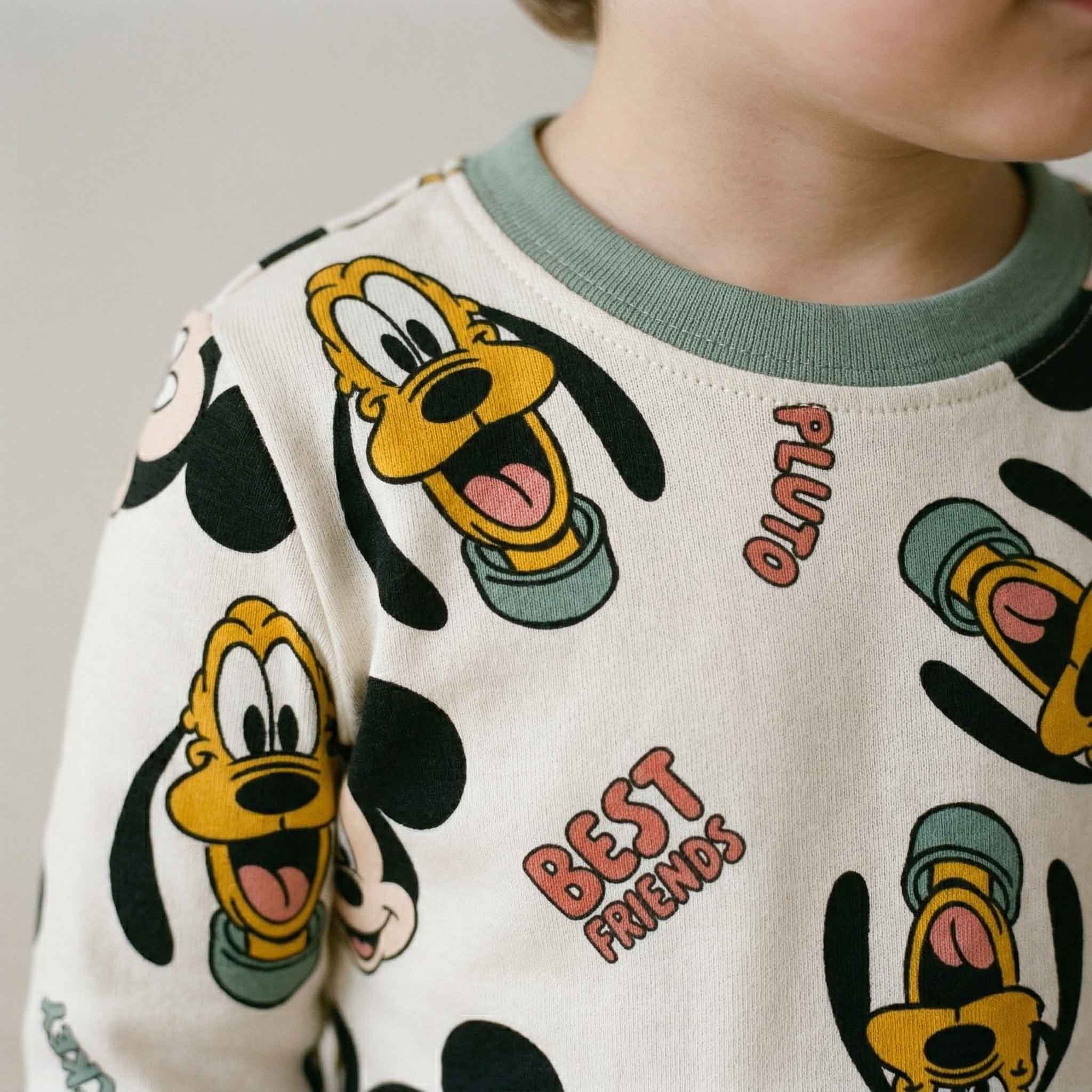 Mickey & Pluto Boys Full Sleeves Pajama Set - White