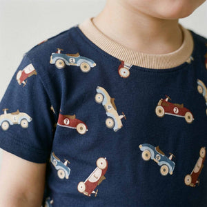Vintage Car Boys Pajama Set - Navy Blue