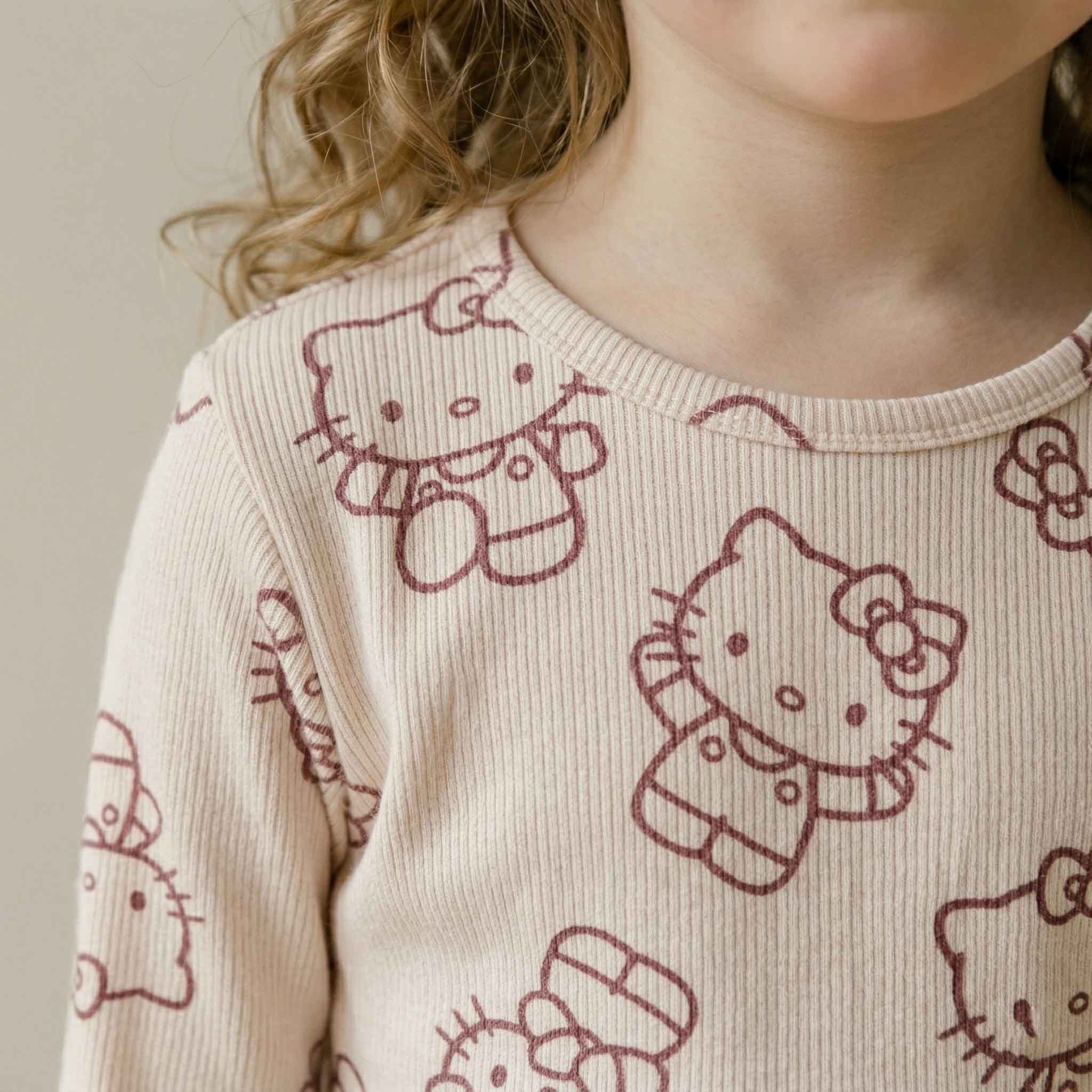 Hello Kitty Girls Full Sleeves Pajama Set - Cream