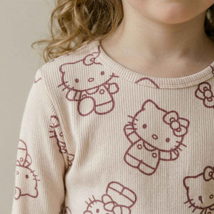Hello Kitty Girls Full Sleeves Pajama Set - Cream