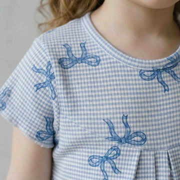 Gingham Bows Girls Pajama Set - Blue