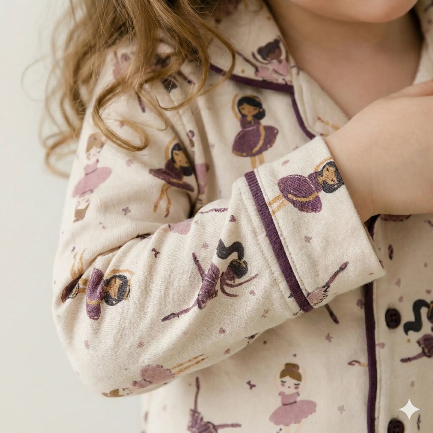 Belle Dance Girls Button Pajama Set- Royal Purple