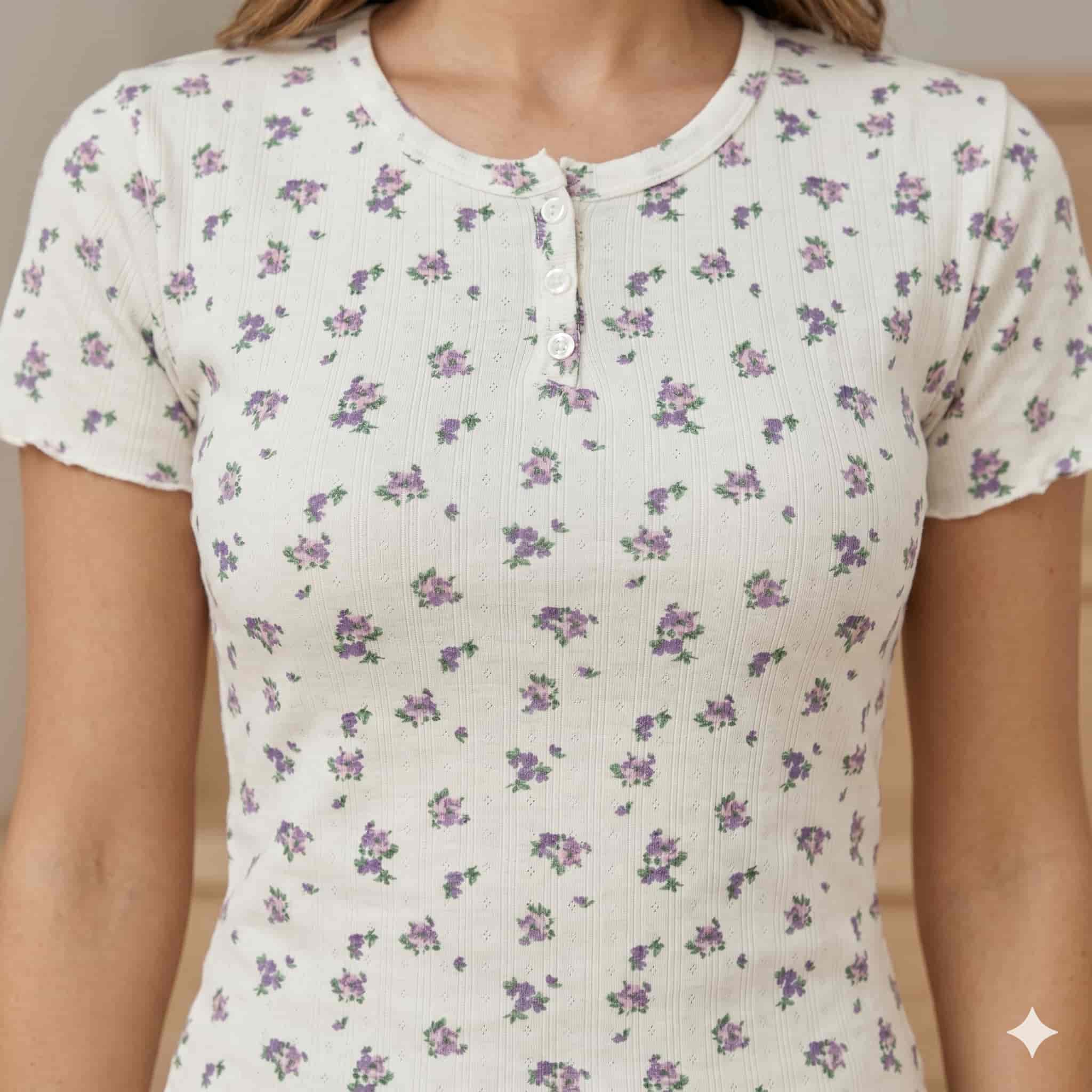 Lavender Grace Women Half Sleeves Pajama Set – Cream