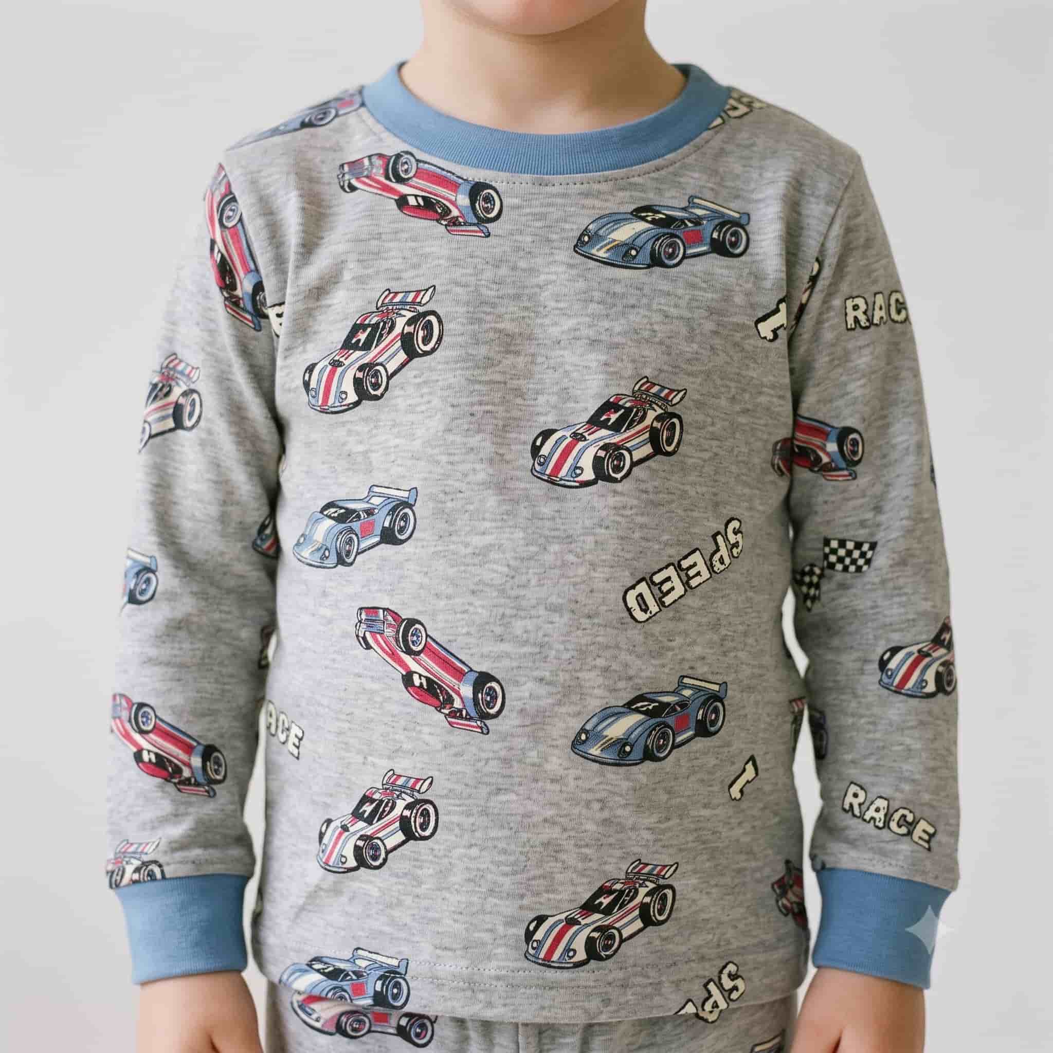 Turbo Racer Boys Full Sleeves Pajama Set - Heather Grey