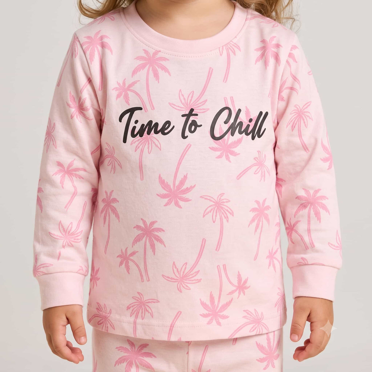 Time to Chill Baby Girls Full Sleeves Pajama Set – Light Pink