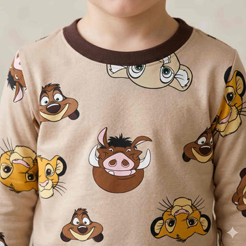 Safari Smiles Boys Full Sleeves Pajama Set – Beige