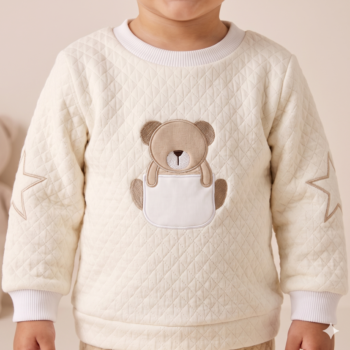 Teddy Twinkle Baby Boys Winter Full Sleeves Pajama Set – Ivory Cream