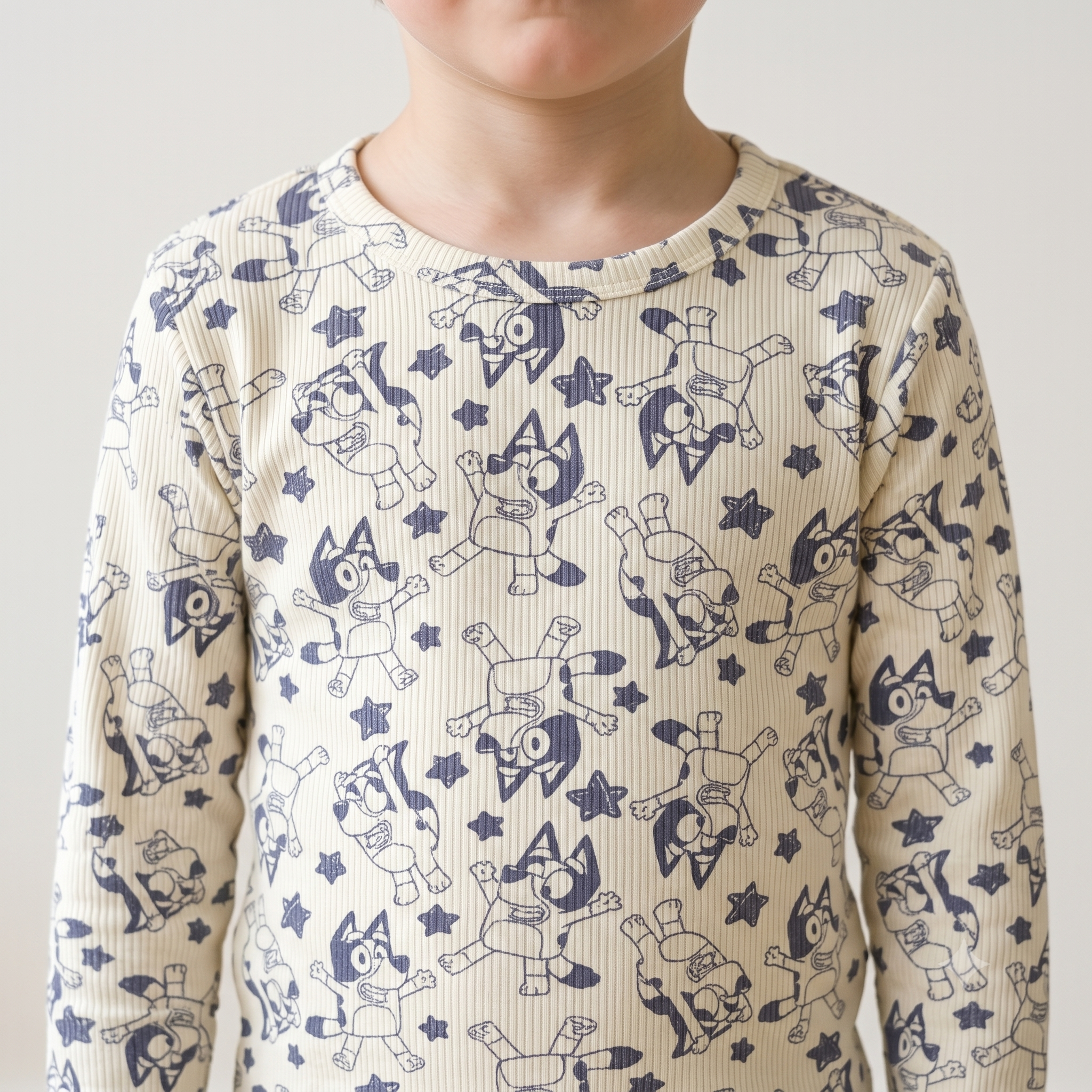 Starry Pup Boys Full Sleeves Pajama Set - Cream