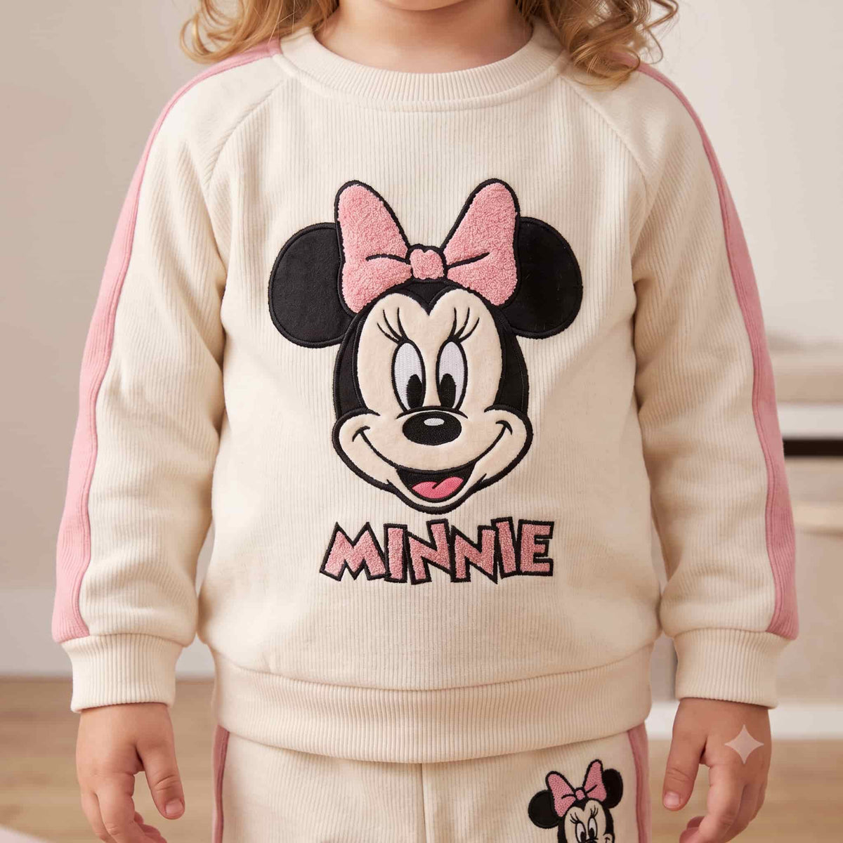 Minnie Mouse Baby Girls Winter Full Sleeves Pajama Set – Cream & Pink