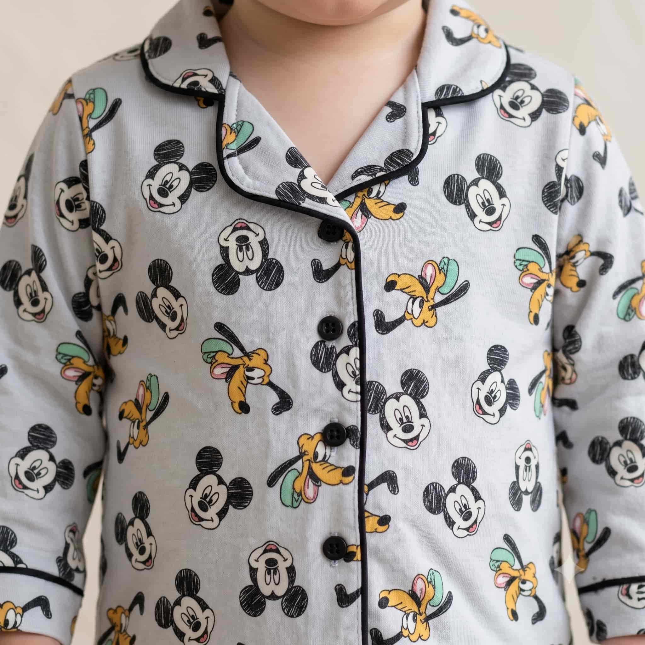 Mickey Mouse Squad Baby Boys Full Sleeves Pajama Set - Light Grey