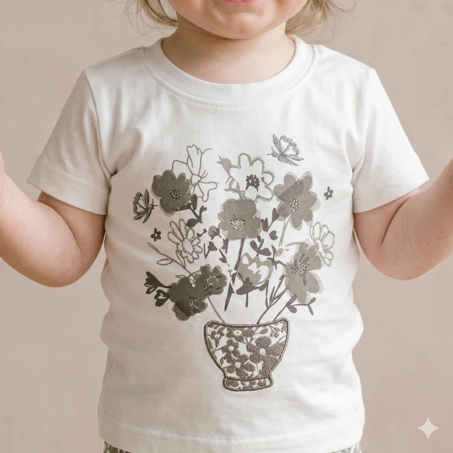 Vintage Bloom Half Sleeves Baby Girl Pajama set - White