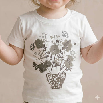 Vintage Bloom Half Sleeves Baby Girl Pajama set - White