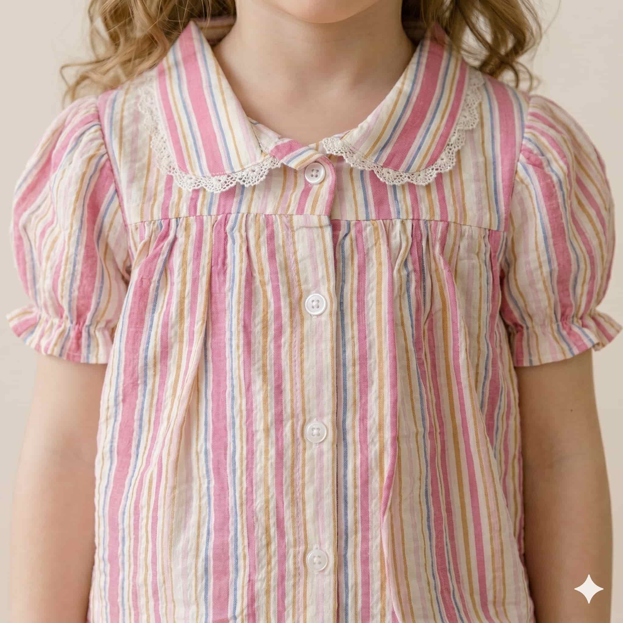 Sunrise Stripes Girl Half Sleeves Pajama Set - Pink Multi