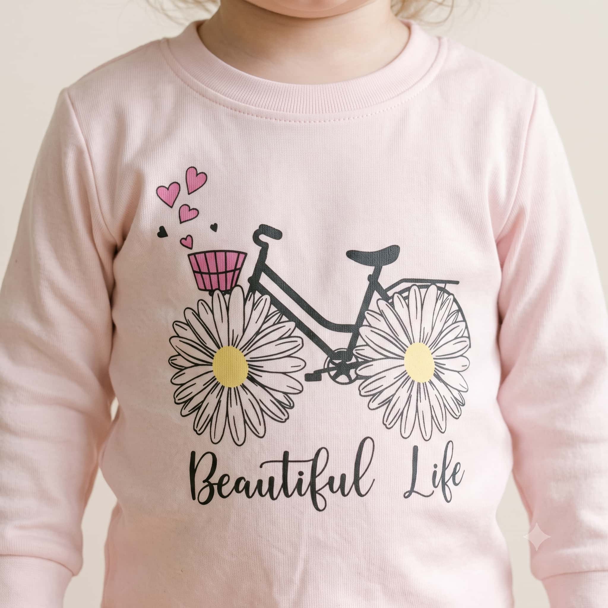 Daisy Cruiser Baby Girls Full Sleeves Pajama Set - Light Pink