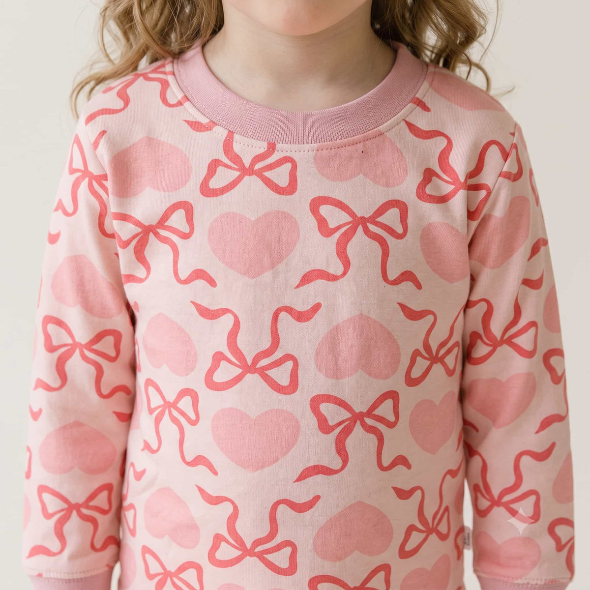 Bow Girls Winter Full Sleeves Pajama Set – Light Pink