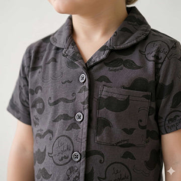 Dapper Dreams Half sleeves Boys Button Pajama Set -