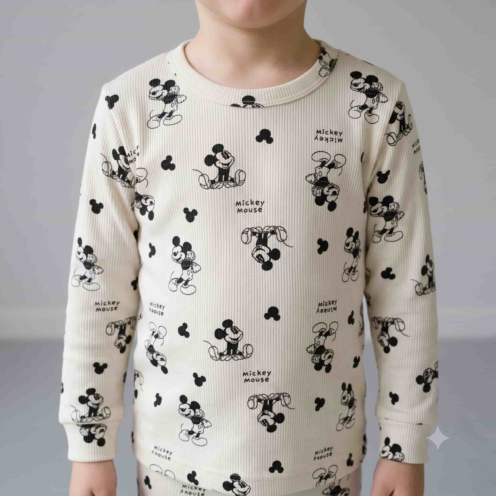 Mickey Mouse Boys Full Sleeves Pajama Set - Offwhite
