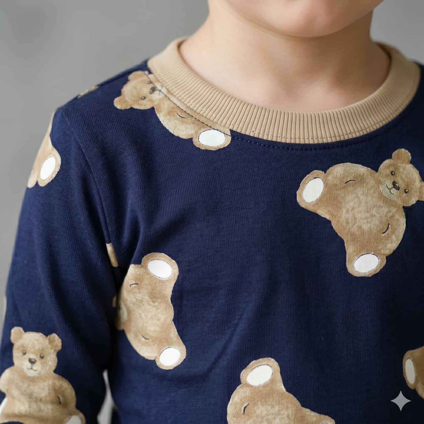 Teddy Hugs Boys Full Sleeves Pajama Set - Navy Blue