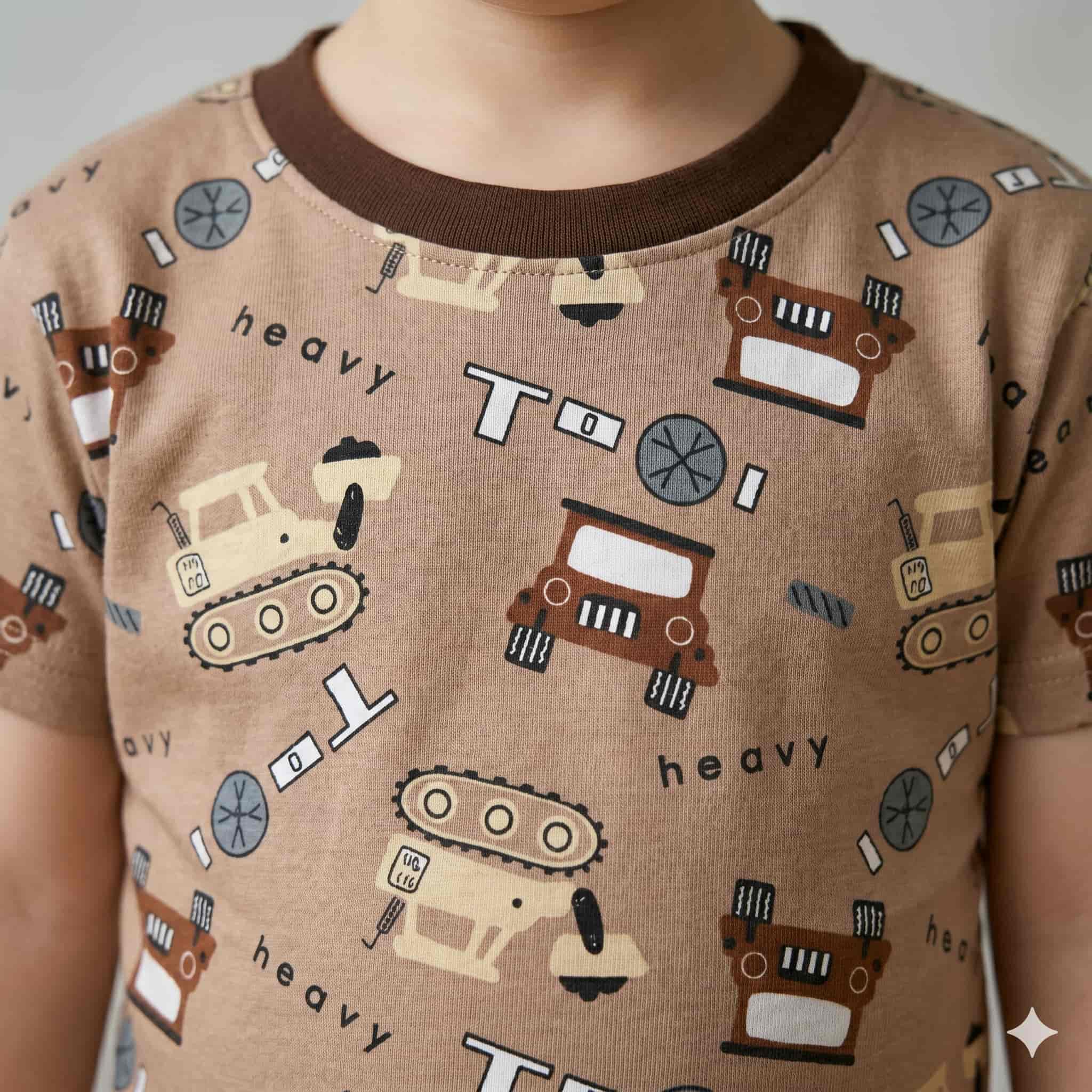 Heavy Duty Boys Half Sleeves Pajama Set - Khaki Brown