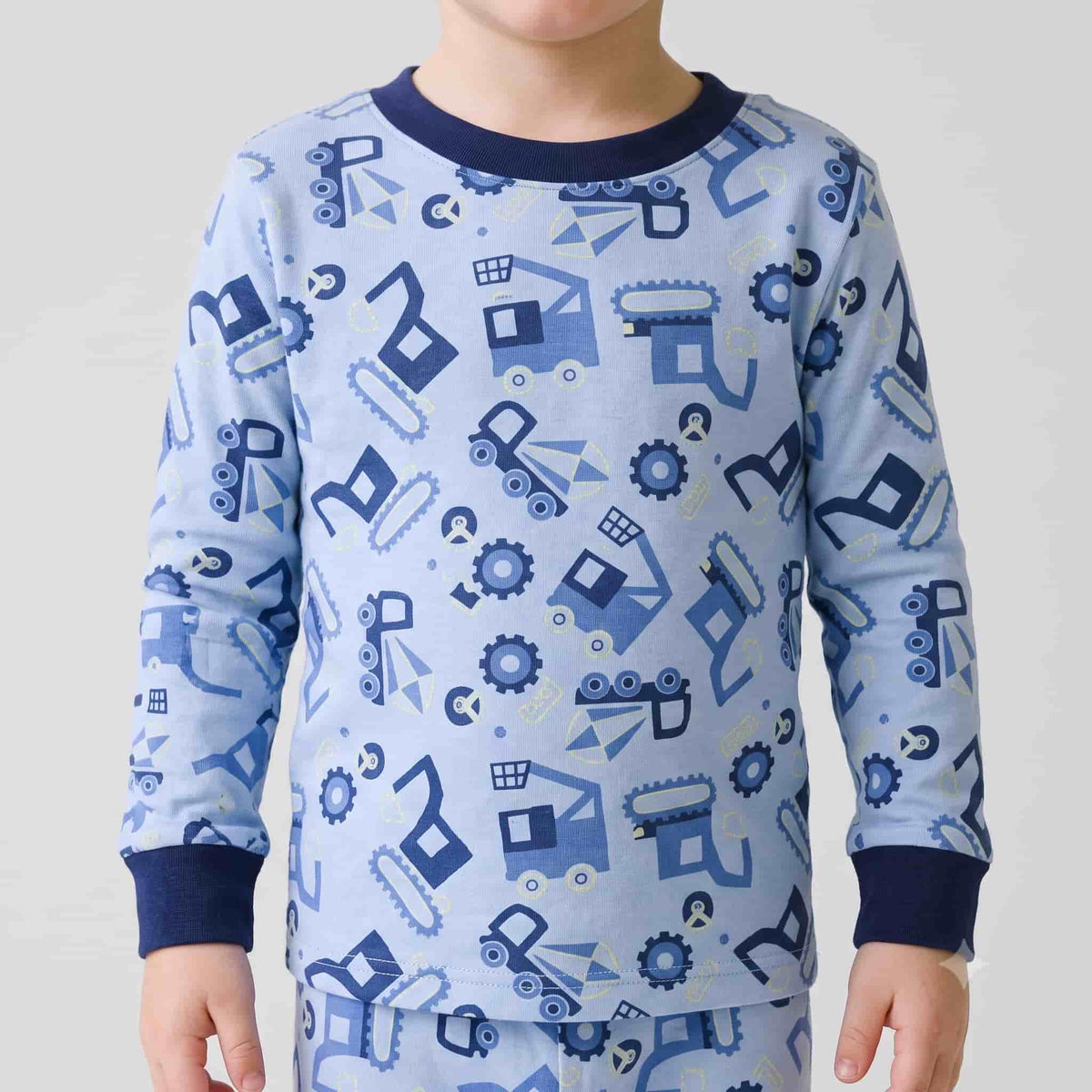Builders Boys Full Sleeves Pajama Set in Light Blue & Navy